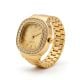 Handmade Stainless Steel 18K Gold Dial Ring Watch